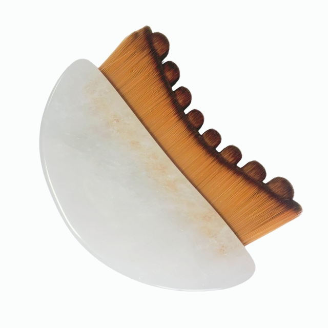 Custom Logo Factory Wholesale Natural White Crystal Handle Facial Lymphatic Massage Brush V Face Lifting Contour Gua Sha Brush Skin Tightening Cleansing Brush