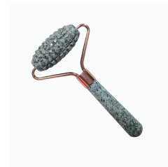 wholesale face lifting skin care tools wellness products Spiked Studded Single Head Dalmatian Jasper Jade Roller for face massage