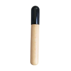Factory Wholesale Custom Face Skin Care Massage Wand Natural Black Obsidian Jade Head Wooden Handle  Acupoint Massager