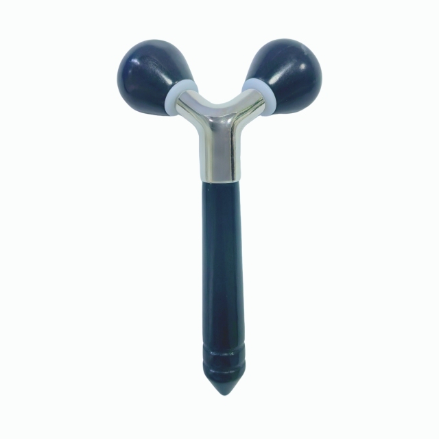 China Huizhou factory wholesale price wellness Y shaped face up beauty tools black xiuyan 3D jade roller massager for face slimming