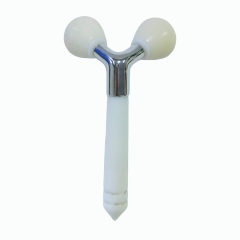 Factory Supply face lifting beauty tools 3D Y Shape white color Xiuyan Jade Face Roller Anti Aging Facial Massager