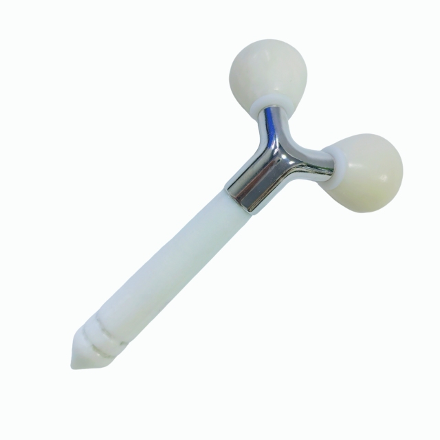 Factory Supply face lifting beauty tools 3D Y Shape white color Xiuyan Jade Face Roller Anti Aging Facial Massager