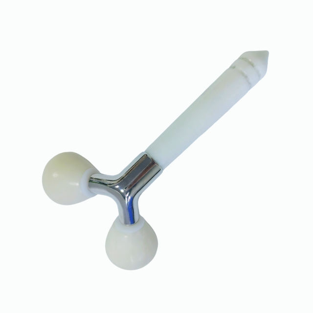 Factory Supply face lifting beauty tools 3D Y Shape white color Xiuyan Jade Face Roller Anti Aging Facial Massager