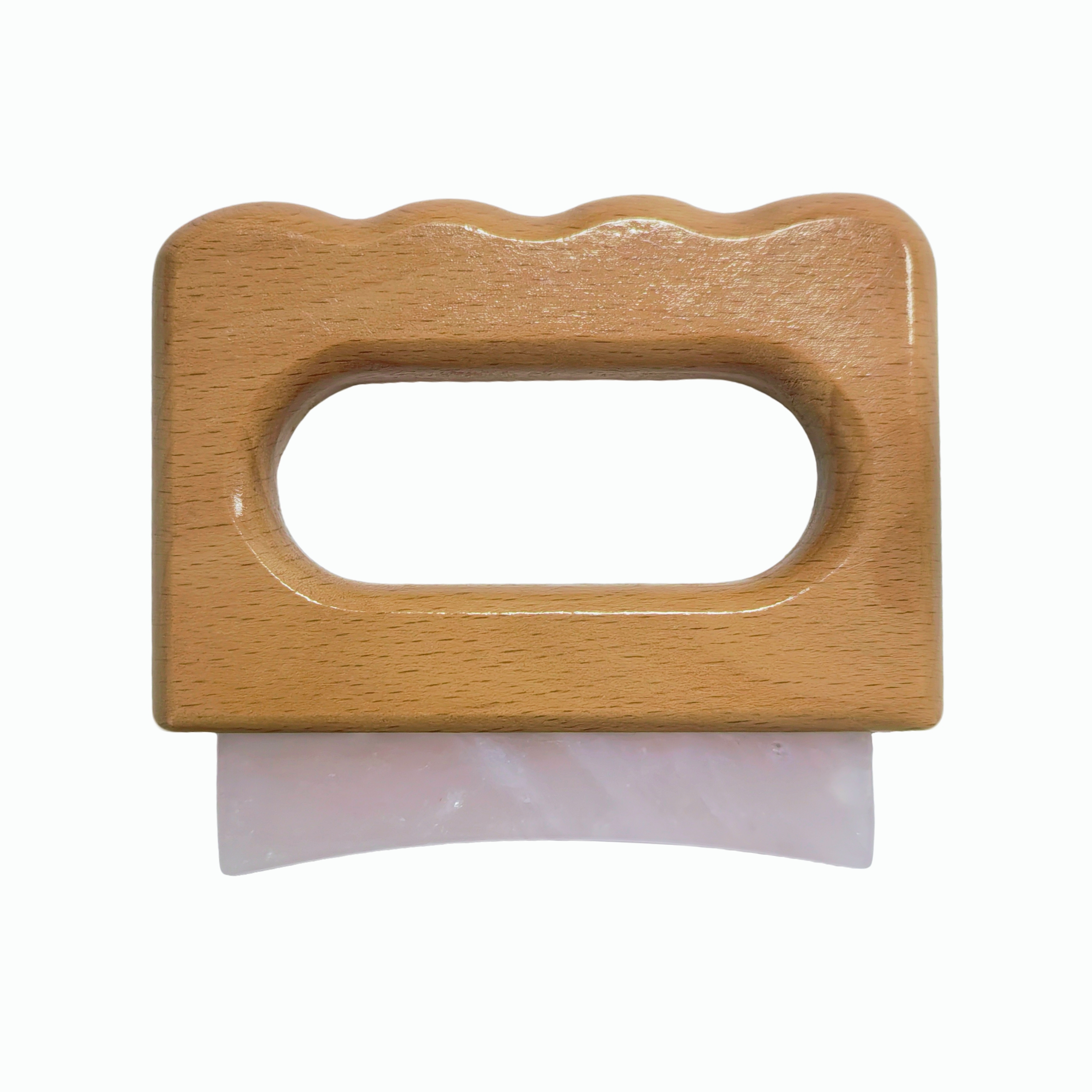Big Size Meridian Dredging Muscle Scraping Tool Ergonomic Wooden Handle Rose Quartz Jade gua sha Large Fascia Knife