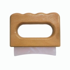 Big Size Meridian Dredging Muscle Scraping Tool Ergonomic Wooden Handle Rose Quartz Jade gua sha Large Fascia Knife