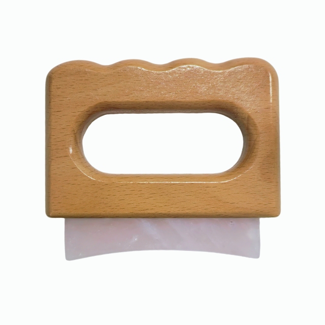 Big Size Meridian Dredging Muscle Scraping Tool Ergonomic Wooden Handle Rose Quartz Jade gua sha Large Fascia Knife