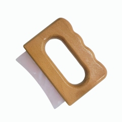 Big Size Meridian Dredging Muscle Scraping Tool Ergonomic Wooden Handle Rose Quartz Jade gua sha Large Fascia Knife