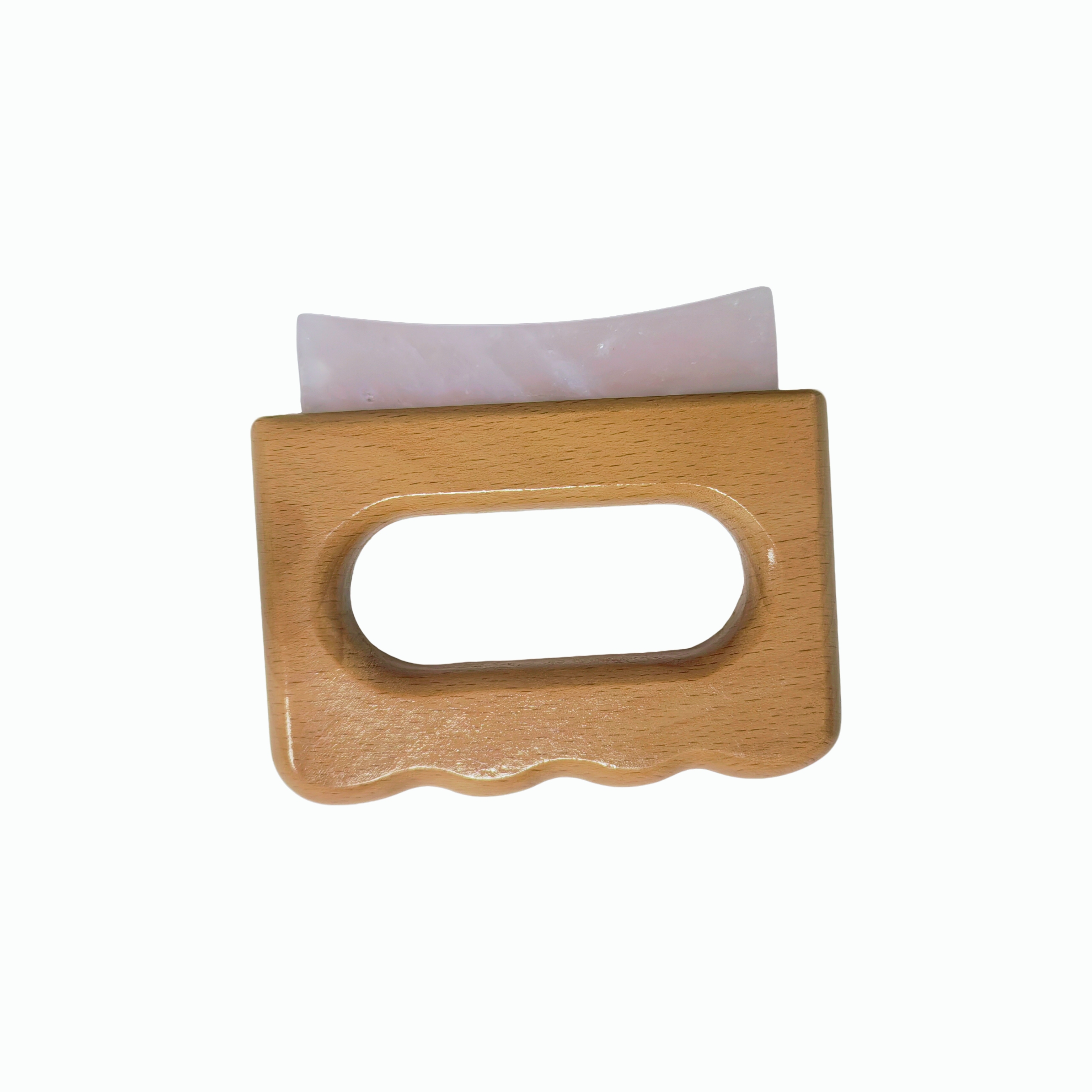 Big Size Meridian Dredging Muscle Scraping Tool Ergonomic Wooden Handle Rose Quartz Jade gua sha Large Fascia Knife