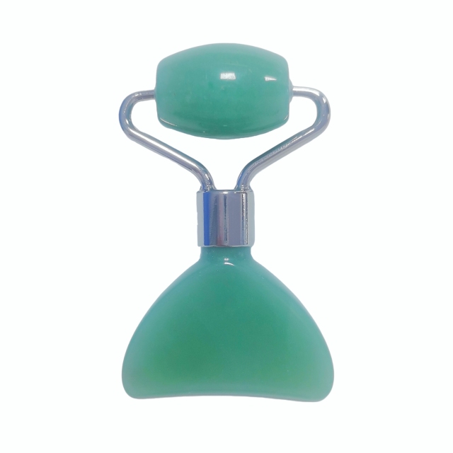 fish tail shaped travel mini size skin care tools natural green aventurine face roller gua sha jade face massager