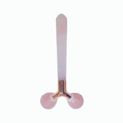 China Factory Custom Made Face Sculpting Slimming 3D Y Shape Rose Quartz Facial Roller Natural Crystal Anti-Aging Face Lifting Massager