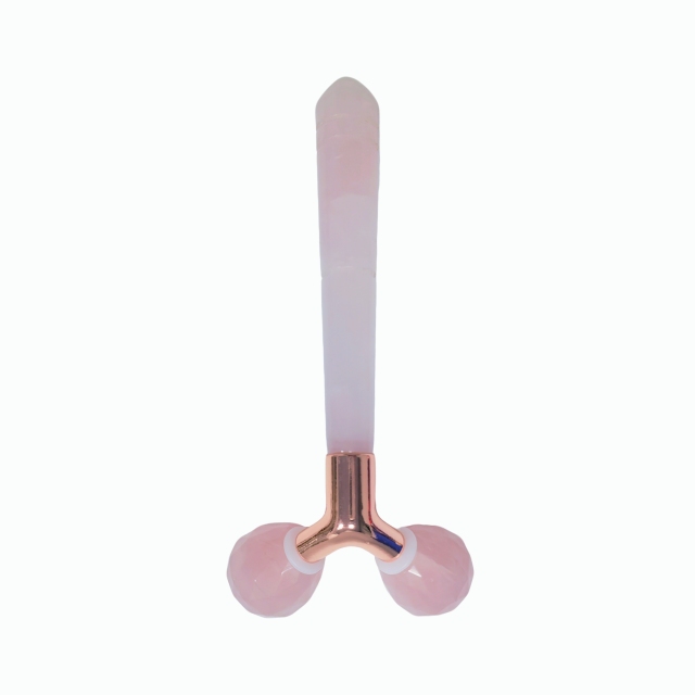 China Factory Custom Made Face Sculpting Slimming 3D Y Shape Rose Quartz Facial Roller Natural Crystal Anti-Aging Face Lifting Massager