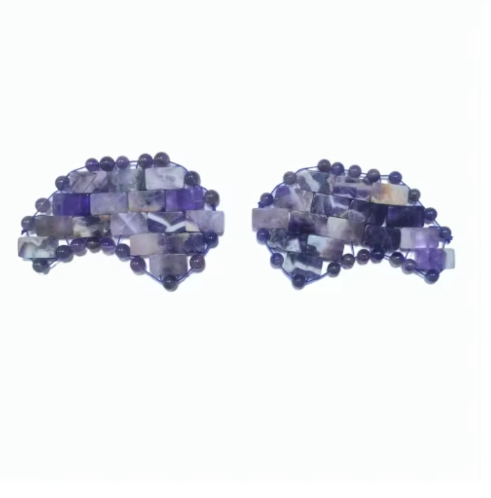 Small Size Wholesale Hand-woven Hand-knitted Natural Amethyst Eye Mask Cold Massage Stone for Eye Relaxation