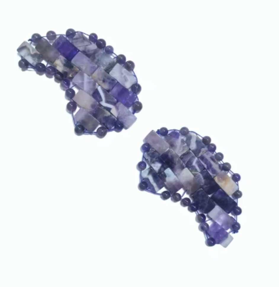 Small Size Wholesale Hand-woven Hand-knitted Natural Amethyst Eye Mask Cold Massage Stone for Eye Relaxation