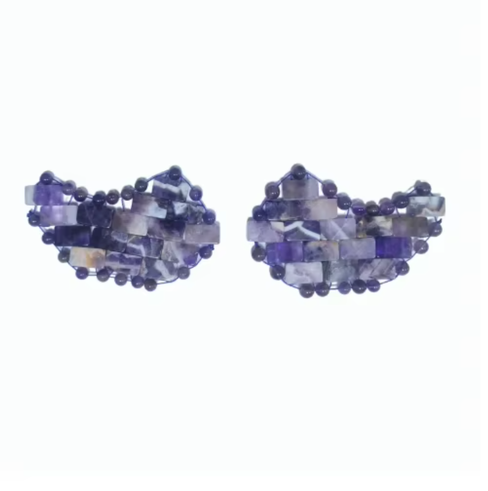 Small Size Wholesale Hand-woven Hand-knitted Natural Amethyst Eye Mask Cold Massage Stone for Eye Relaxation