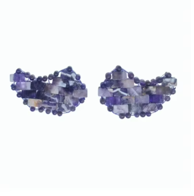 Small Size Wholesale Hand-woven Hand-knitted Natural Amethyst Eye Mask Cold Massage Stone for Eye Relaxation