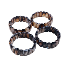 China Factory Fashionable Stretchy Natural Black Agate Beaded Bracelet Brown Black Striped Chunky Bangle Classic Unisex Jewelry
