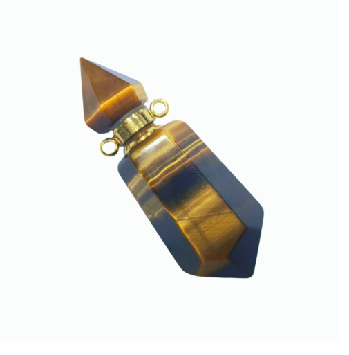 China Manufacturer Wholesale Source Factory Wearable oder removal deodorizer Fashionable Natural Tiger Eye Perfume Vial Pendant Gemstone Essential Oil Bottle