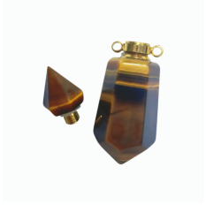 China Manufacturer Wholesale Source Factory Wearable oder removal deodorizer Fashionable Natural Tiger Eye Perfume Vial Pendant Gemstone Essential Oil Bottle