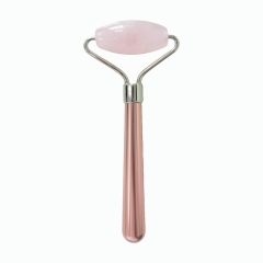 single head zinc alloy handle OEM Custom Logo Wrinkle Reducing face lifting face up massage tools Jade Rose Quartz Roller