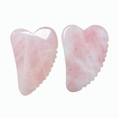 Skin Rejuvenation Beauty Tools V Shaped Big Size Rose Quartz Gua Sha Tool Facial Massager Anti-Puffiness Skin Care Scraper with Teeth for Face Neck Body