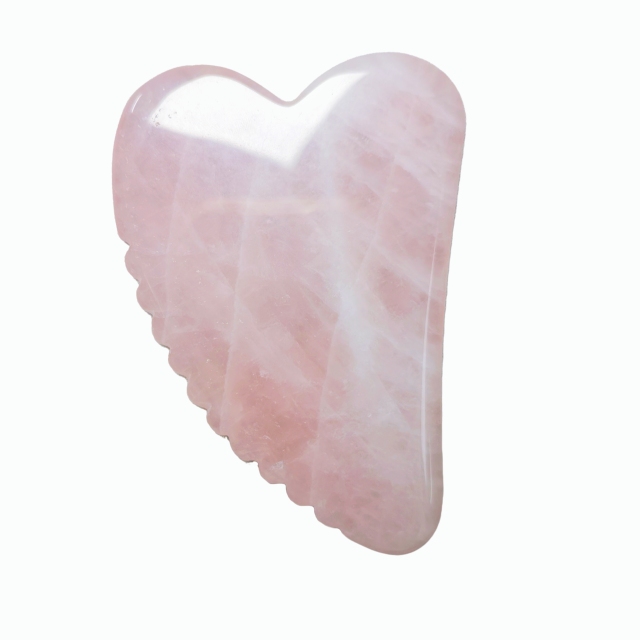 Skin Rejuvenation Beauty Tools V Shaped Big Size Rose Quartz Gua Sha Tool Facial Massager Anti-Puffiness Skin Care Scraper with Teeth for Face Neck Body