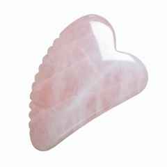 Skin Rejuvenation Beauty Tools V Shaped Big Size Rose Quartz Gua Sha Tool Facial Massager Anti-Puffiness Skin Care Scraper with Teeth for Face Neck Body