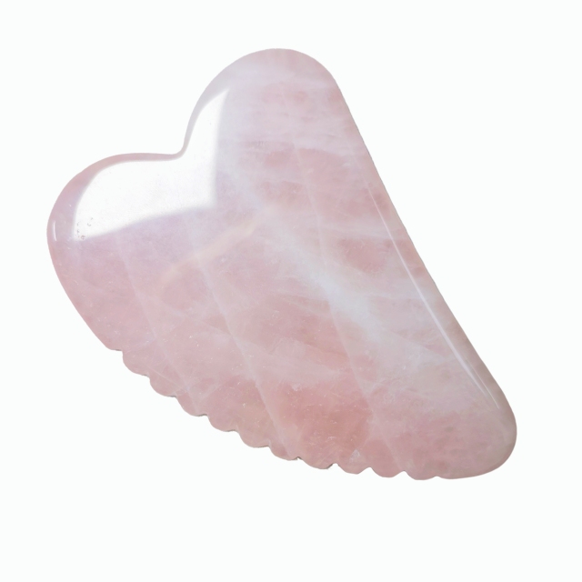 Skin Rejuvenation Beauty Tools V Shaped Big Size Rose Quartz Gua Sha Tool Facial Massager Anti-Puffiness Skin Care Scraper with Teeth for Face Neck Body