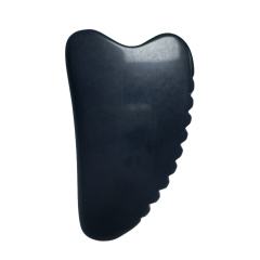 V Shaped Handcrafted Obsidian Gua Sha Stone with Teeth Edge Ergonomic Serrated Design for Neck Shoulder & Body Relaxation