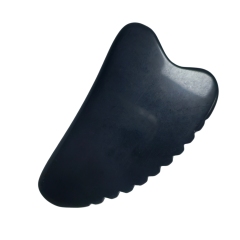 V Shaped Handcrafted Obsidian Gua Sha Stone with Teeth Edge Ergonomic Serrated Design for Neck Shoulder & Body Relaxation