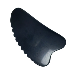 V Shaped Handcrafted Obsidian Gua Sha Stone with Teeth Edge Ergonomic Serrated Design for Neck Shoulder & Body Relaxation