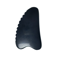 V Shaped Handcrafted Obsidian Gua Sha Stone with Teeth Edge Ergonomic Serrated Design for Neck Shoulder & Body Relaxation