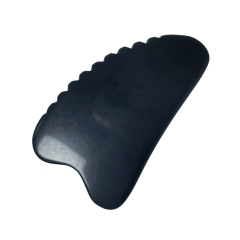 V Shaped Handcrafted Obsidian Gua Sha Stone with Teeth Edge Ergonomic Serrated Design for Neck Shoulder & Body Relaxation