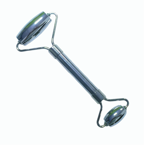 Factory Wholesale Double Head Skin Care Tools Durable Anti-Aging Stainless Steel Cooling Facial Contouring Implement Metallic Dual Roller Massager