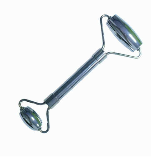 Factory Wholesale Double Head Skin Care Tools Durable Anti-Aging Stainless Steel Cooling Facial Contouring Implement Metallic Dual Roller Massager
