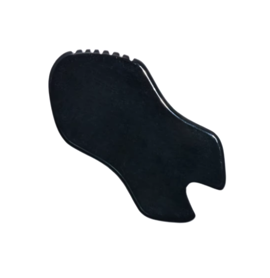 China Factory Best Wholesale Price Natural Black Bian stone Gua Sha Scraper U-Notch Design Facial Lymphatic Drainage Massager