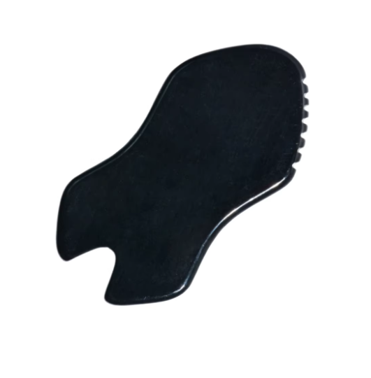 China Factory Best Wholesale Price Natural Black Bian stone Gua Sha Scraper U-Notch Design Facial Lymphatic Drainage Massager