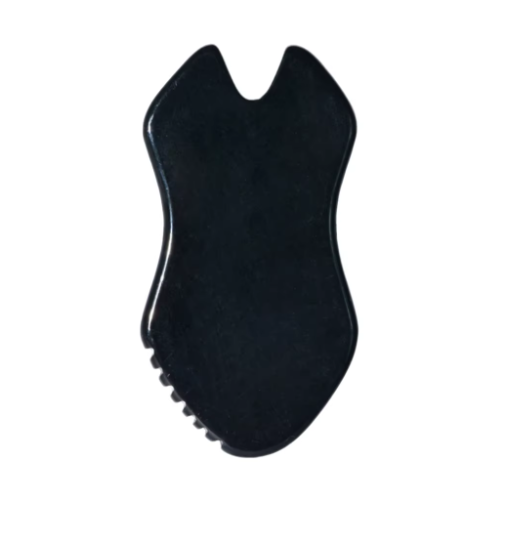 China Factory Best Wholesale Price Natural Black Bian stone Gua Sha Scraper U-Notch Design Facial Lymphatic Drainage Massager