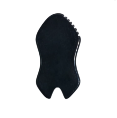 China Factory Best Wholesale Price Natural Black Bian stone Gua Sha Scraper U-Notch Design Facial Lymphatic Drainage Massager