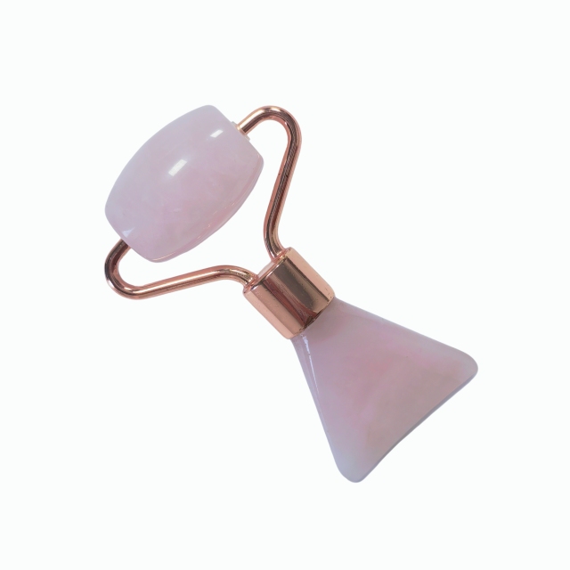 Chinese Factory Mini Size Skin Care Face Lifting Beauty Tools Fish Tail Shaped Rose Quart Jade Roller and Gua Sha