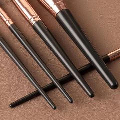 Foreign trade 7-piece, 10-piece, and 15-piece makeup brush sets, eyeshadow brushes, beauty tools, long handles, wooden handles, rose gold, portable.