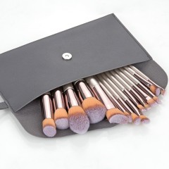 10-piece and 14-piece champagne gold makeup brush set, including blush, eyeshadow, eyebrow brushes, contour brushes, and powder brushes. In stock.
