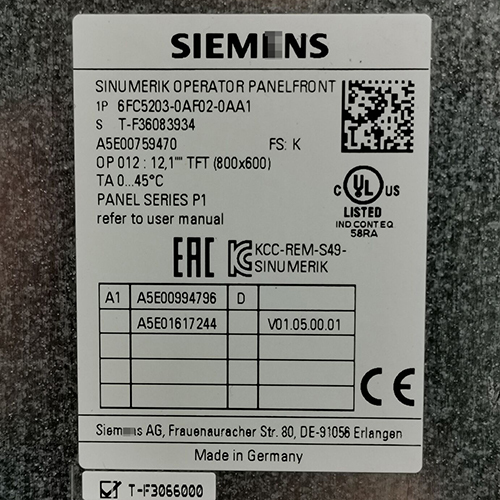 Siemens 6FC5203-0AF02-0AA1 Sinumerik Operator PanelFront