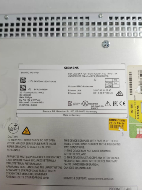 Siemens 6AV7240-3ED07-0HA3 Touch Screen