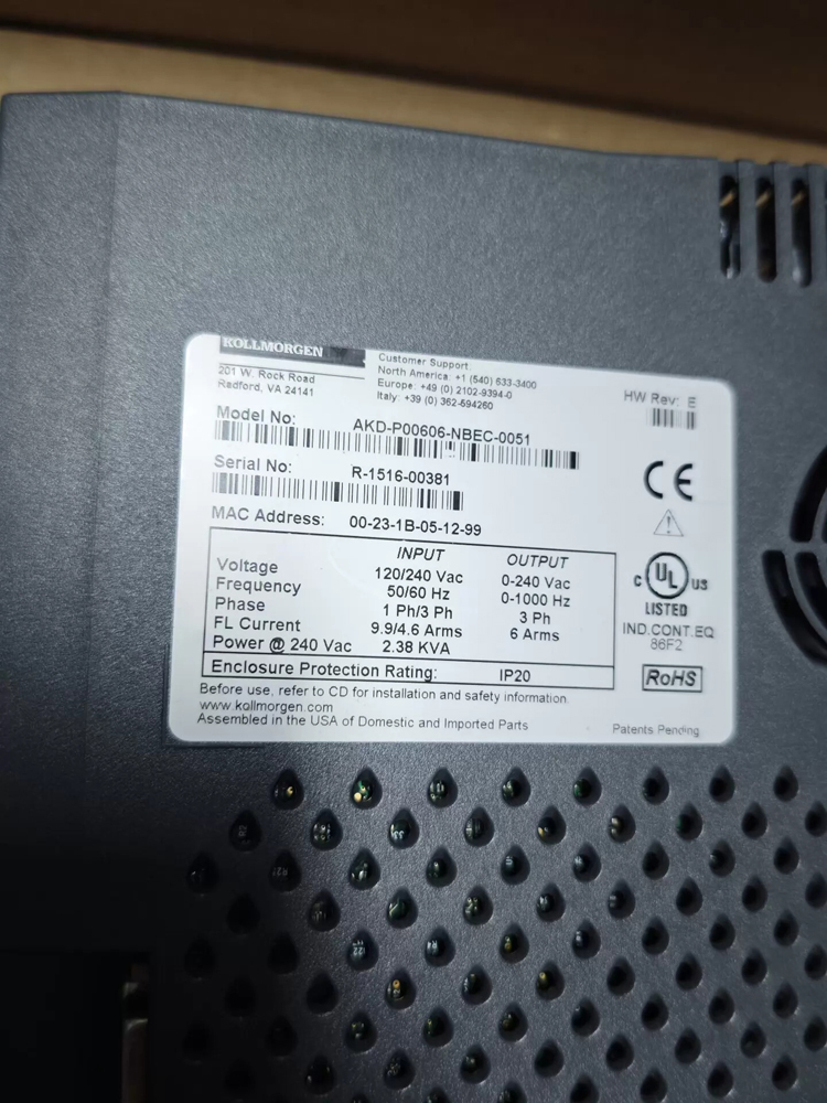 Kollmorgen AKD-PD0606-NBEC-0051 AC Servo Drive