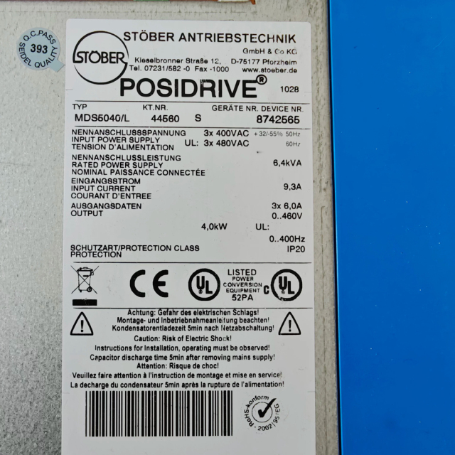 STOBER MDS5040/L Servo Motor