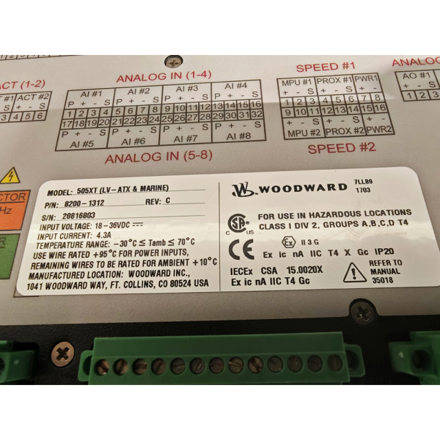 WOODWARD 8200-1312 505XT Control Panel