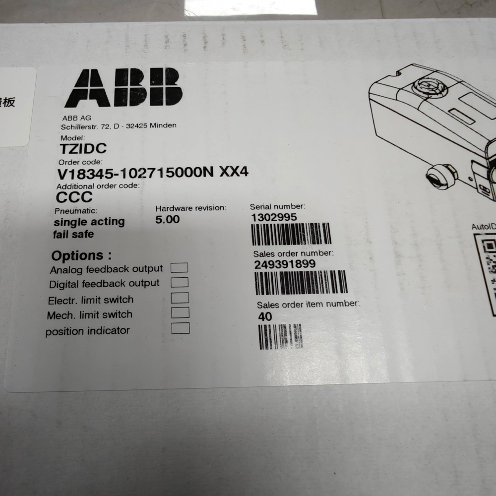 ABB TZIDC V18345-102715000N XX4 Control Unit
