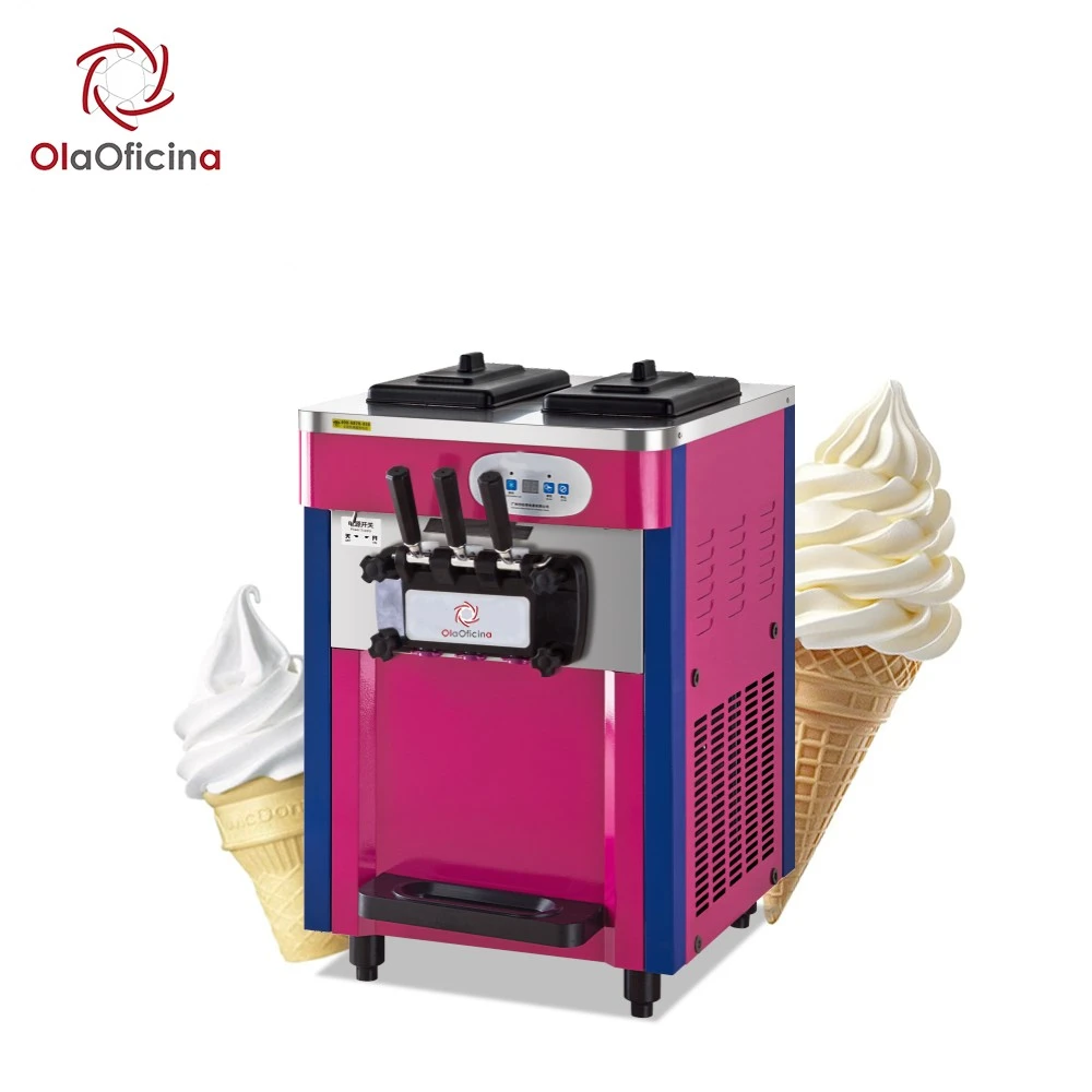 Ice cream machine with top-mounted lidded hoppers and front dispensing levers