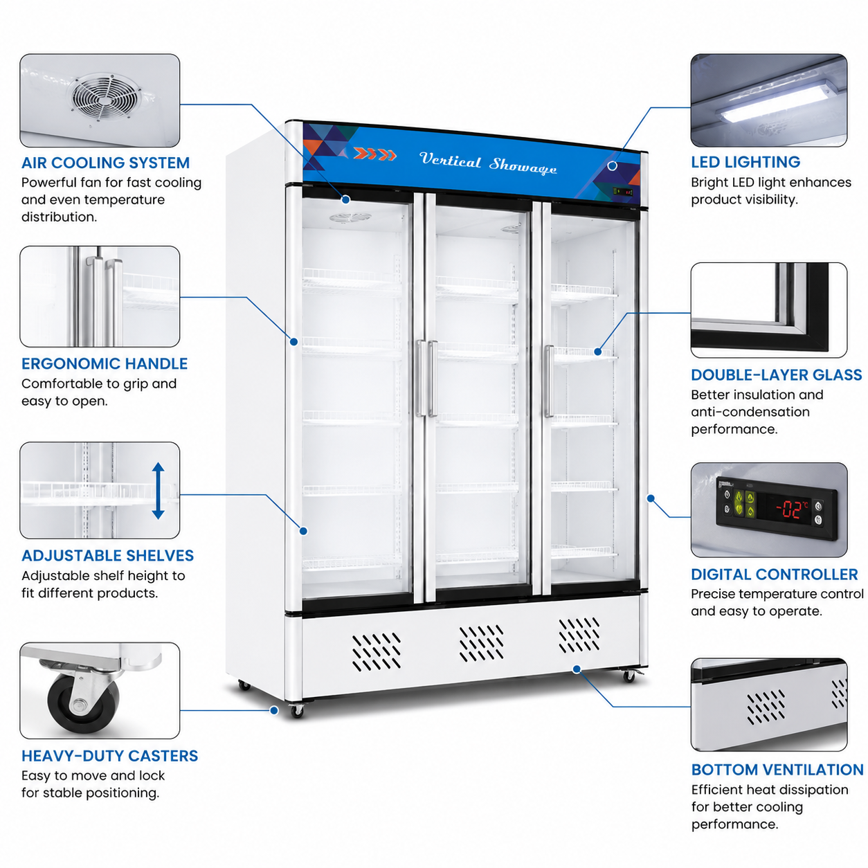 Luxury Air-Cooled Beverage Display Cooler for Commercial Refrigeration