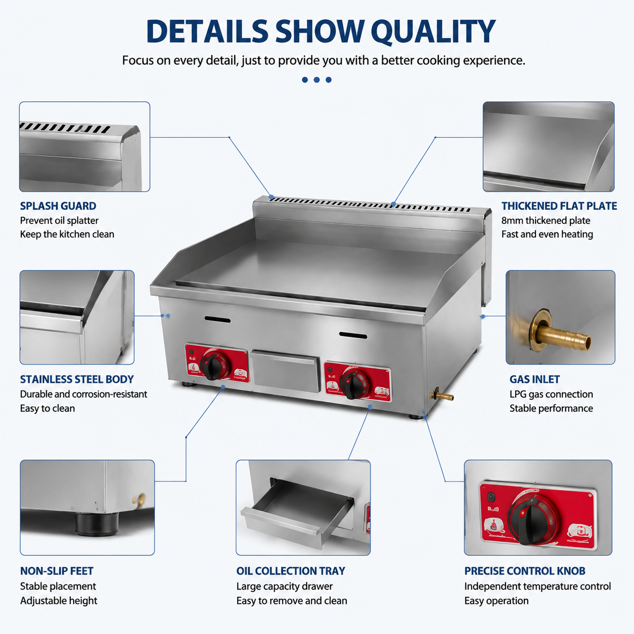 Commercial LPG Gas Griddle Flat Plate Fryer